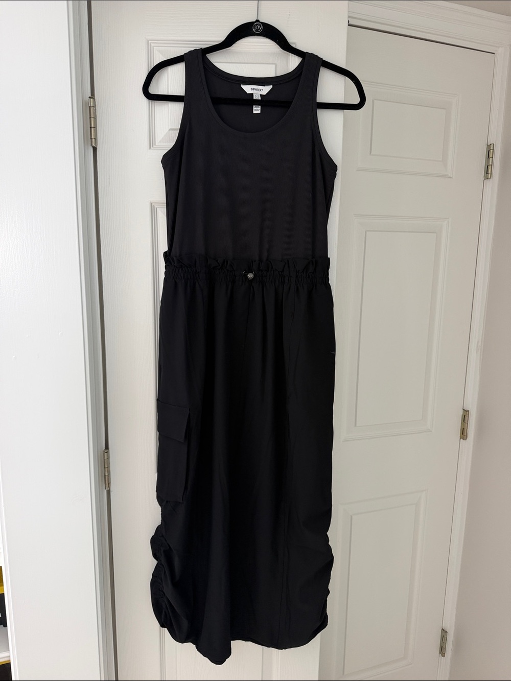 SPANX Black Sleeveless Maxi Dress with Elastic Drawstring Waist